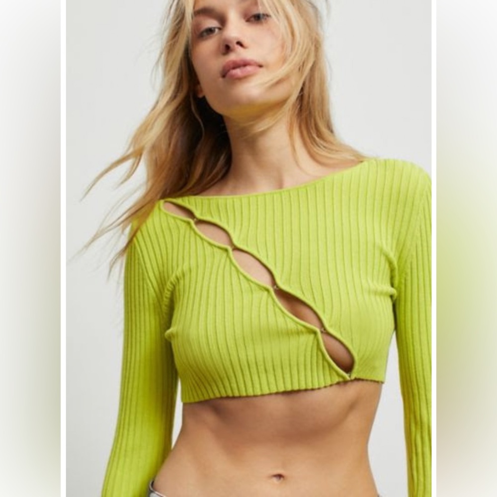 Lime Cutout Crop Long Sleeve NWT